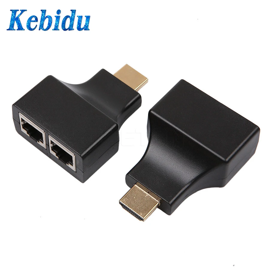 2 шт. HDMI-совместимый к RJ45 удлинитель с двумя портами по кабелям Cat5e/Cat6 1080p сетевой