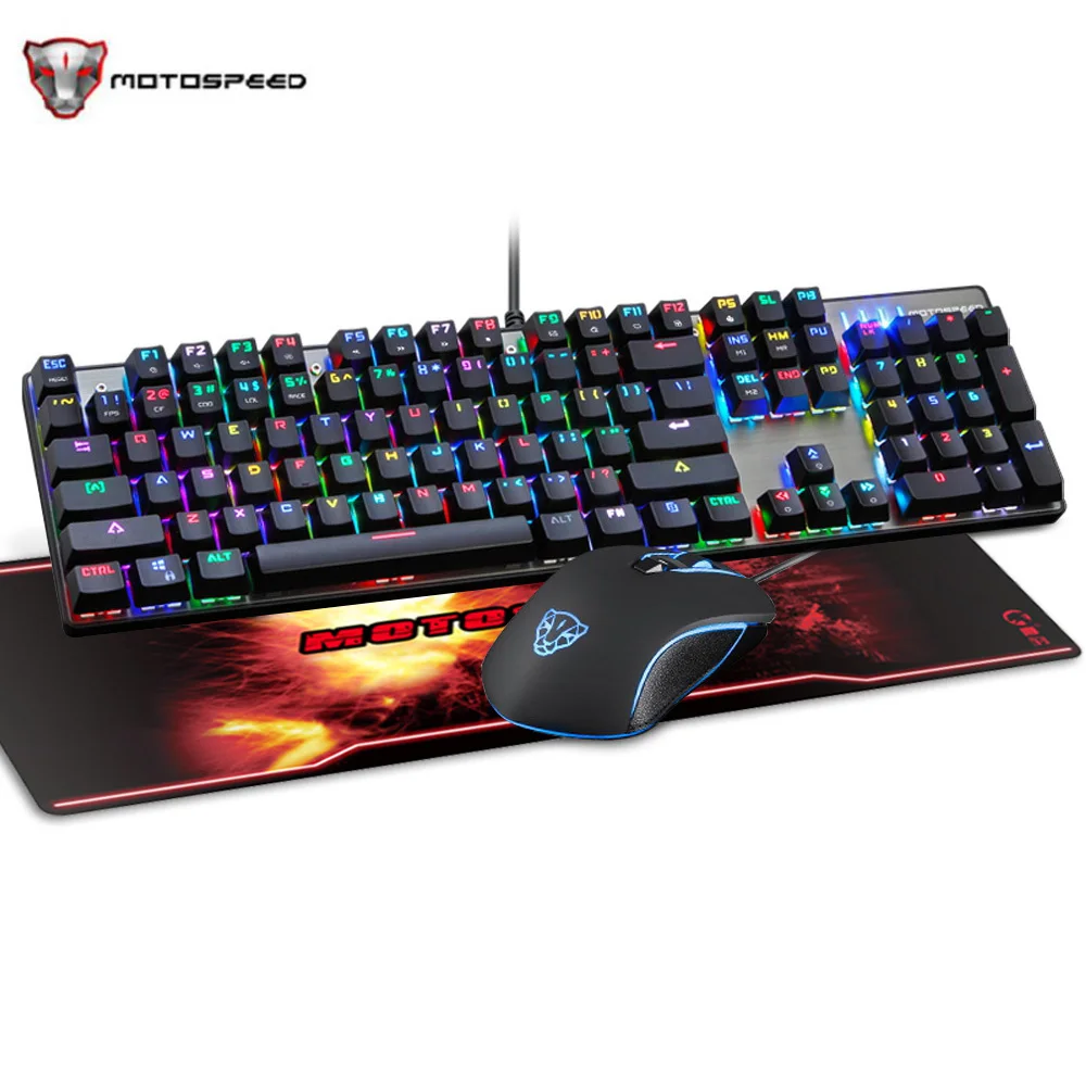 Motospeed CK888 Wried LED Подсветка Игры Механическая клавиатура + регулируемый Точек на