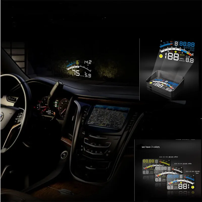 

2016 новейший универсальный автомобильный HUD Дисплей для OBD2 EOBD автомобиля, 4E многофункциональный автомобильный HUD Дисплей