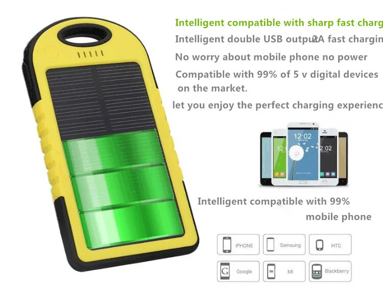 Солнечный Зарядное устройство 5000 мАч Портативный Мощность банк