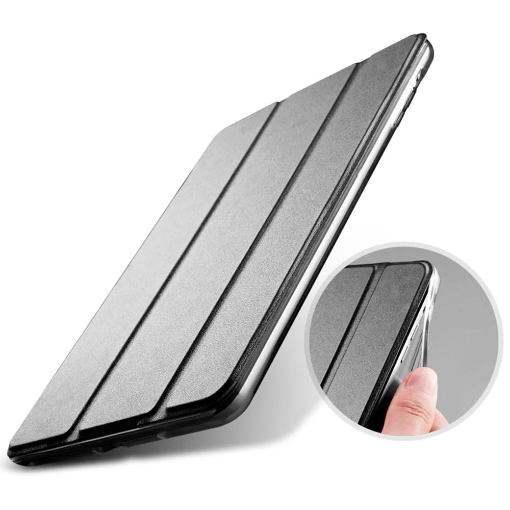 Black soft edge Умный чехол для планшета, складной чехол-книжка, для Apple iPad Pro 9,7 дюйма, авто Пробуждение/сон, розовое золото, жесткий бампер и мягкий бампер - Цвет: Black soft edge
