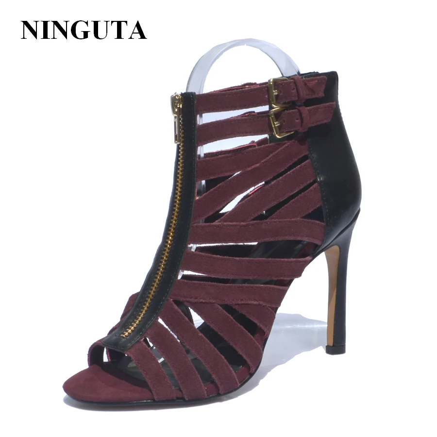 

Sexy high heels gladiator Genuine Leather women sandals 2017 summer shoes woman