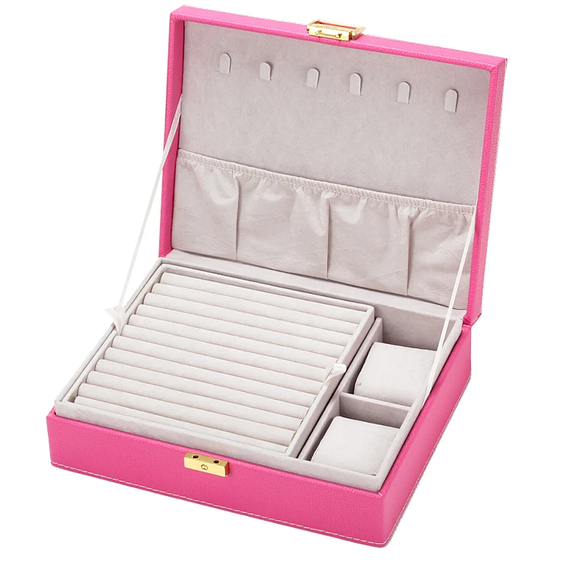 1 шт. модная кожаная шкатулка для хранения Чехол ювелирные изделия Контейнер