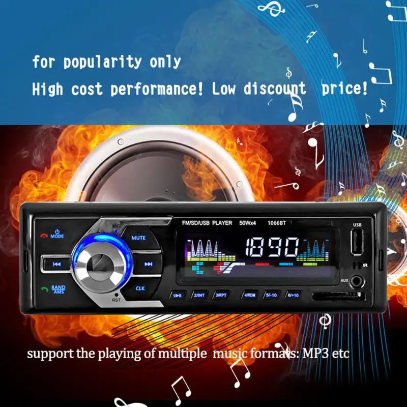 Автомобильный Радио плеер 1 Din Bluetooth автомобильный Радио MP3 плеер 12 В BT Hands-free вызов авто стерео аудио MP3 музыкальный плеер Поддержка FM USB A
