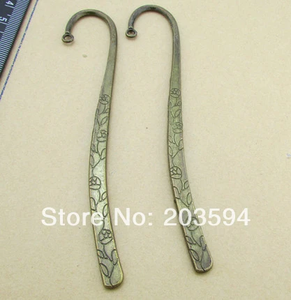 

Wholesale 10Pcs /Lots Antique Bronze flower Bookmark Metal Bookmark with loop 120mm