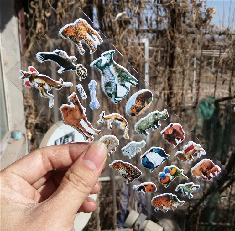 6 листов/набор диких животных для скрапбукинга Пузырьковые пышные наклейки с