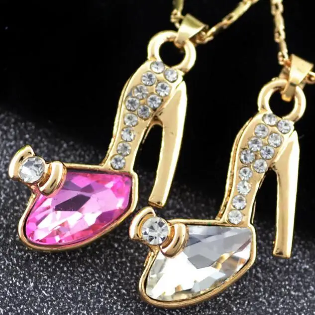 Ожерелье с кулоном в виде туфель Золушки из кристаллов для женщин колье длинное