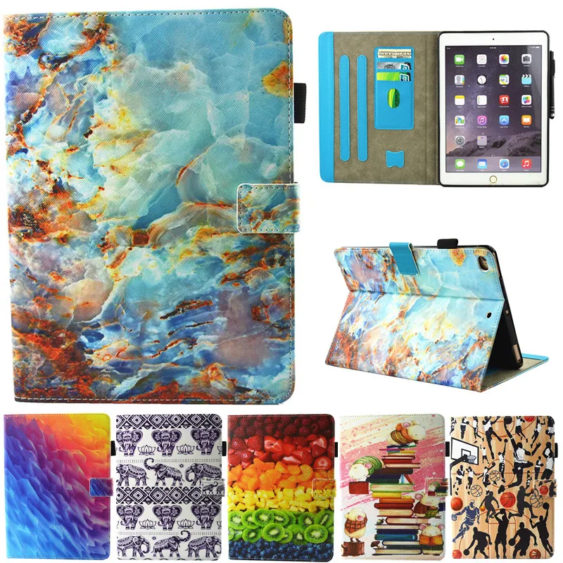 Чехол книжка из искусственной кожи для Apple ipad 9 7 дюйма 2017 с подставкой и мраморным