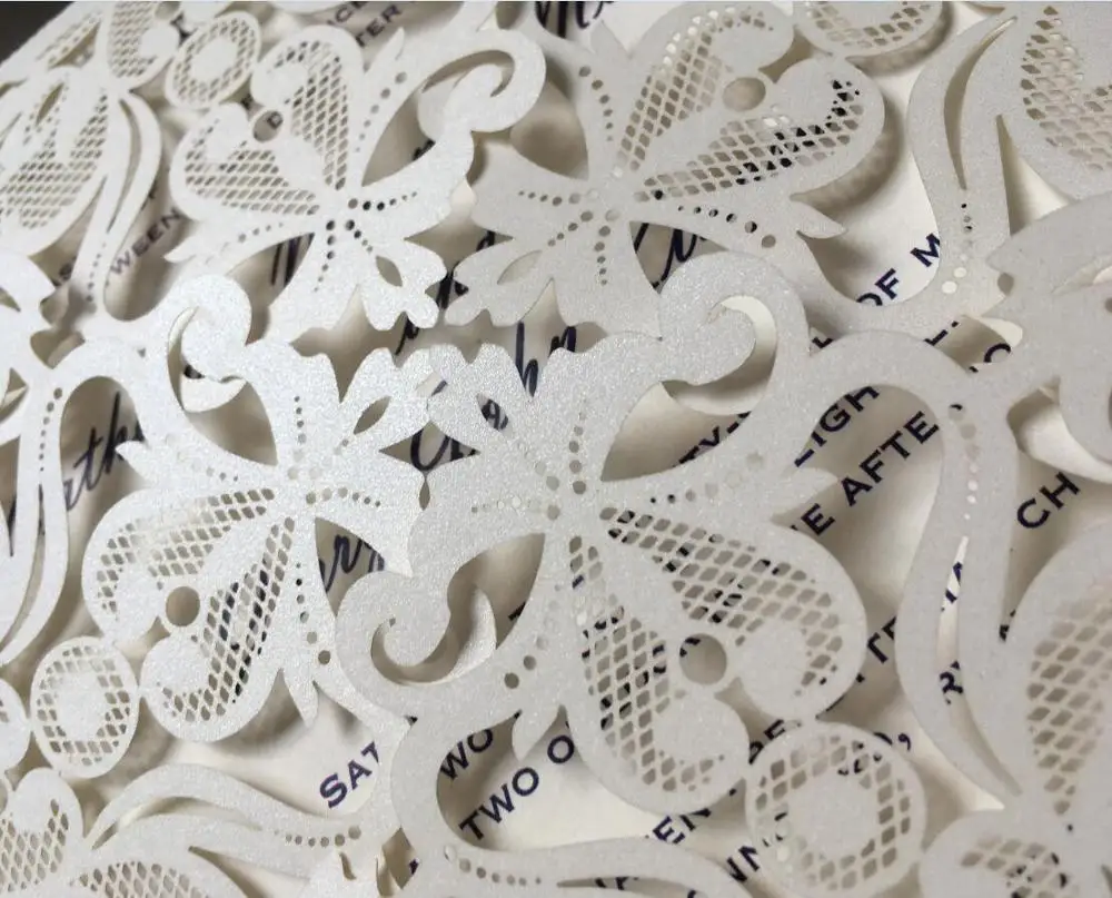 Лазерная резка под заказ кружева приглашение на празднование свадьбы карты с