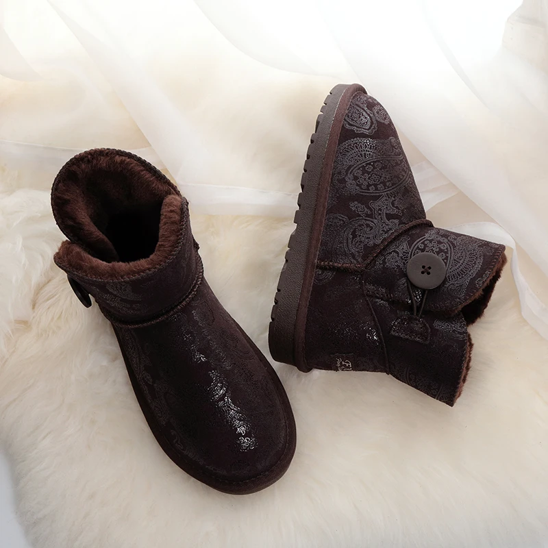 Женские ботильоны из натуральной кожи водонепроницаемые ботинки на меху