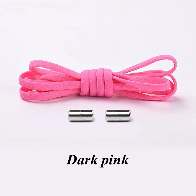 Dark pink 1 пара эластичных шнурков для обуви без завязок, круглые фиксирующие эластичные шнурки для детей и взрослых, кроссовки для бега, шнурки для ленивых шнурков, 19 цветов - Цвет: Dark pink