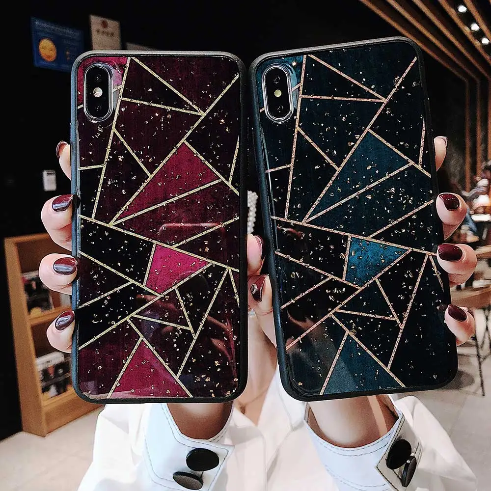 Чехол для телефона Boucho Geometry Marble iphone X XS чехол MAX XR чехлы из золотой фольги 8 7 6S 6 Plus