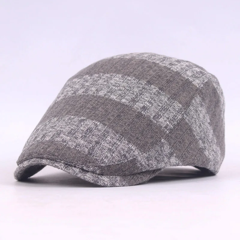 Men Fashion Knitted Crochet Stripe Hat Beret Peaked Driver Cabbie Newsboy Cap CSHAT0142 |