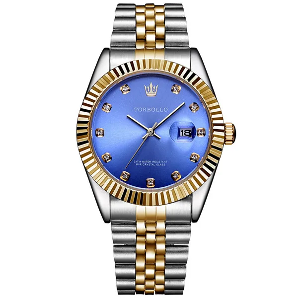 silver gold blue Мужские золотые часы, часы, лучший роскошный Топ бренд, Relogio Masculino, кварцевые/Золотые/наручные часы, мужские роскошные часы - Цвет: silver gold blue
