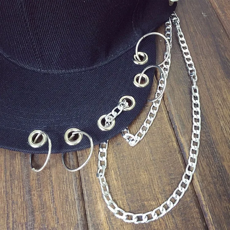 Harajuku мода SWAG заклепки цепи бейсболка s хип хоп шляпа с металлическим кольцом Snapback Кепка тренд пара танец бейсболка для женщин