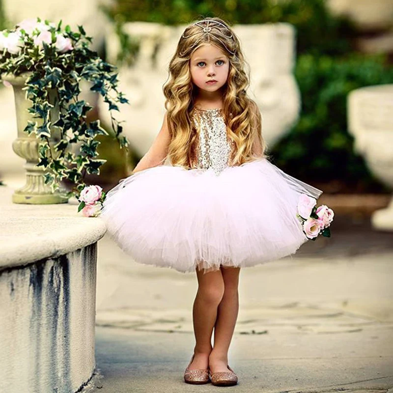 Summer Baby Girls Princess Kids Clothes Sleeveless Sequins Party Dress For Girl Tutu Tulle Back Hollow Out Formal Dresses | Детская
