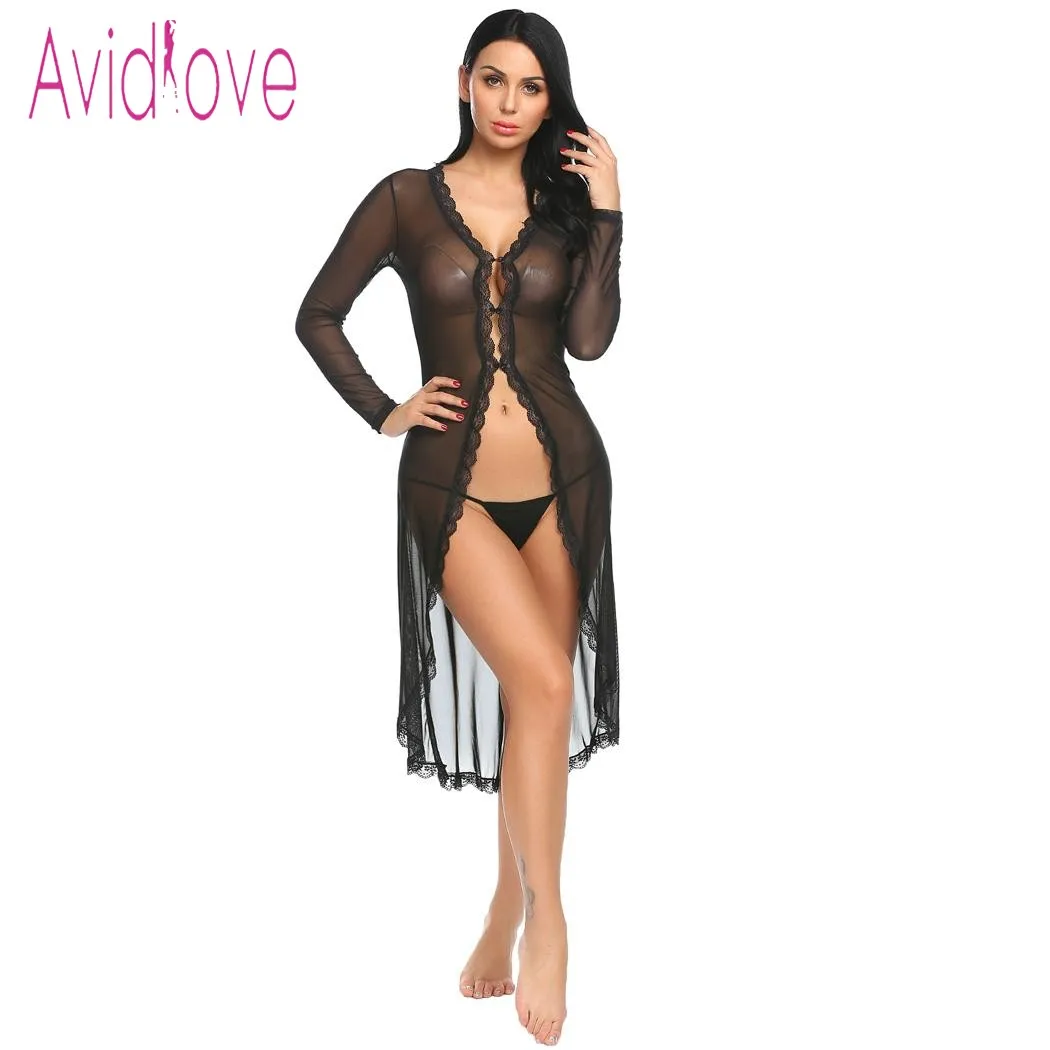 Женский кружевной халат с длинным рукавом Avidlove сексуальное эротическое белье