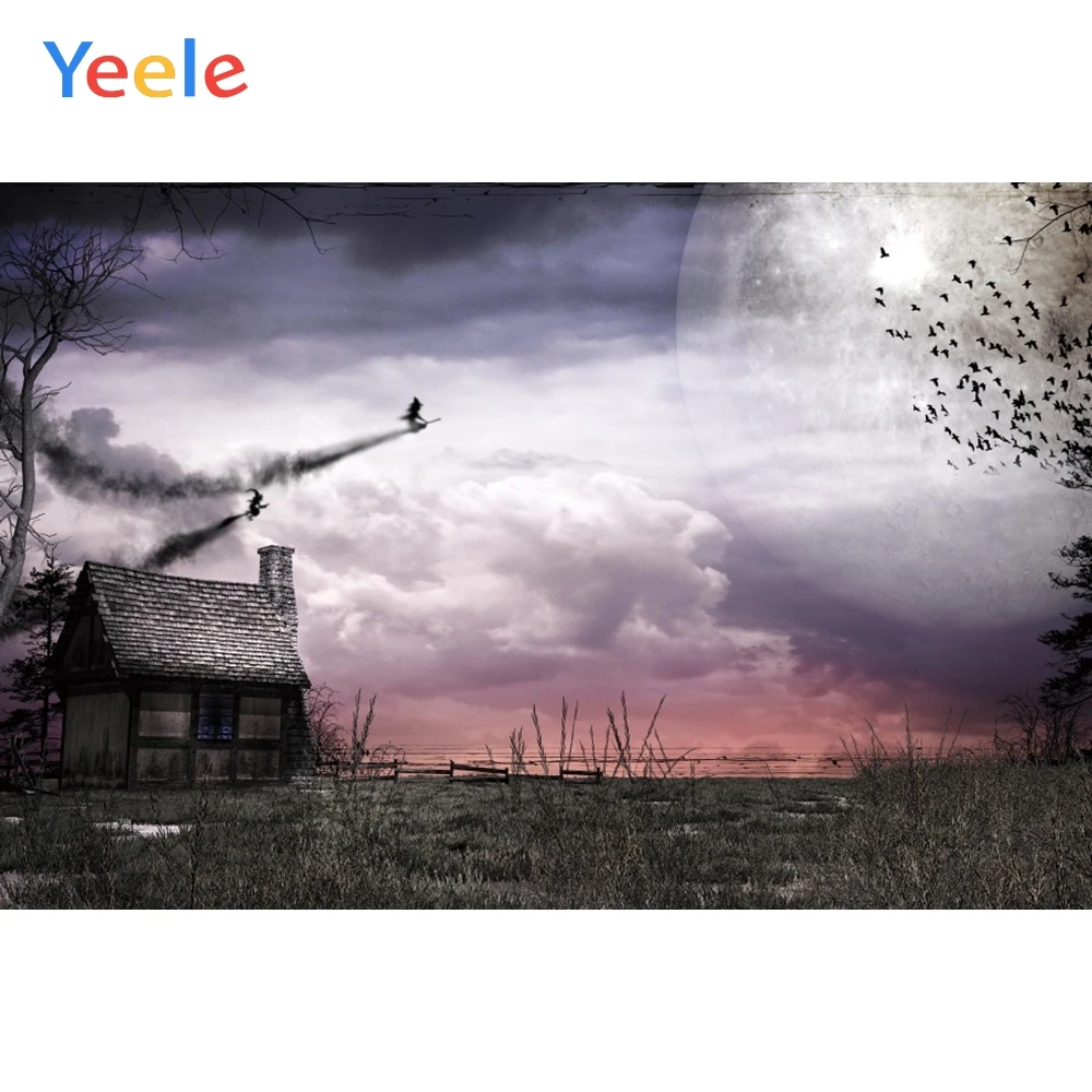 Фон для фотосъемки Yeele Хэллоуин Вечеринка шале Луна гранж персонализированные