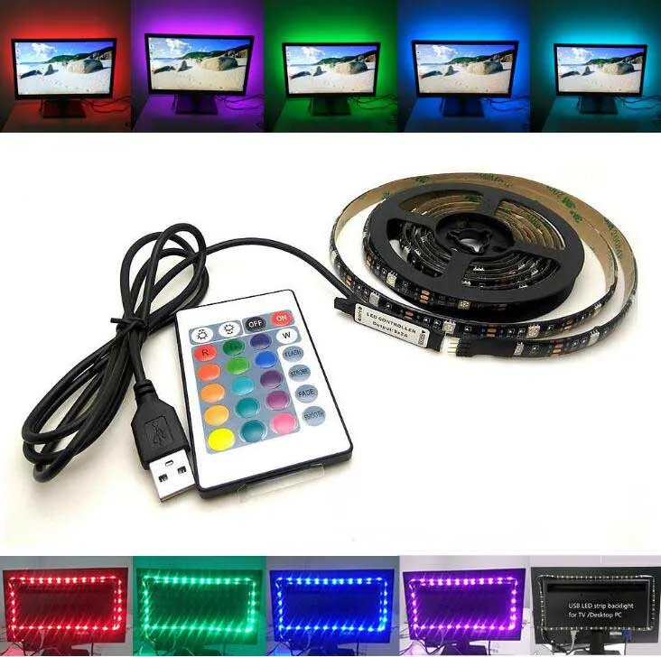 5 в постоянного тока USB кабель Светодиодная лента теплый белый 2835 3528 SMD 1 м 2 3 4 RGB