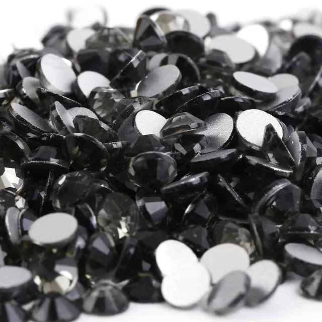 Black Diamond S6~ ss34 AAAAA высокое качество кристалл не горячей фиксации Стразы супер яркие стеклянные стразы 3D дизайн ногтей украшения DIY платье одежда - Цвет: Black Diamond