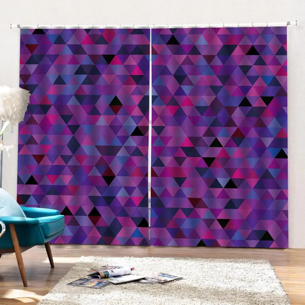 purple pattern curtains Nature Art Print Drapes Living room Bedroom Decor 2 Panels Hooks Window Curtains | Дом и сад