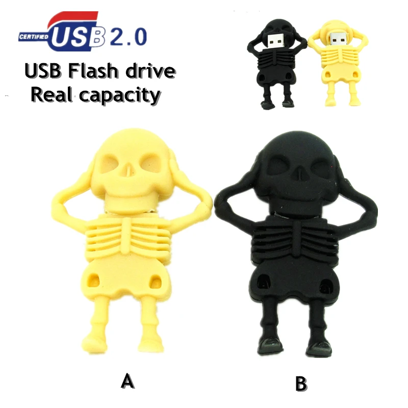 100% real capacity New Fashion Creative Skull usb flash drive 4GB 8GB 16GB 32GB pendrive memory stick cute pen 2.0 | Компьютеры и офис