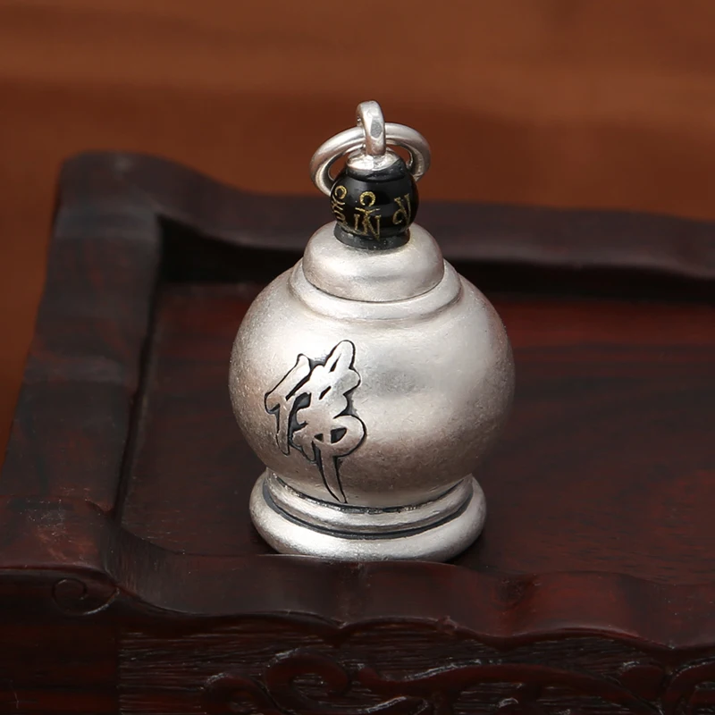 Vintage Man 925 Sterling Silver Pendant Pot Type Chinese Style Buddhism Jewelry Personality Fashion jewellery | Украшения и