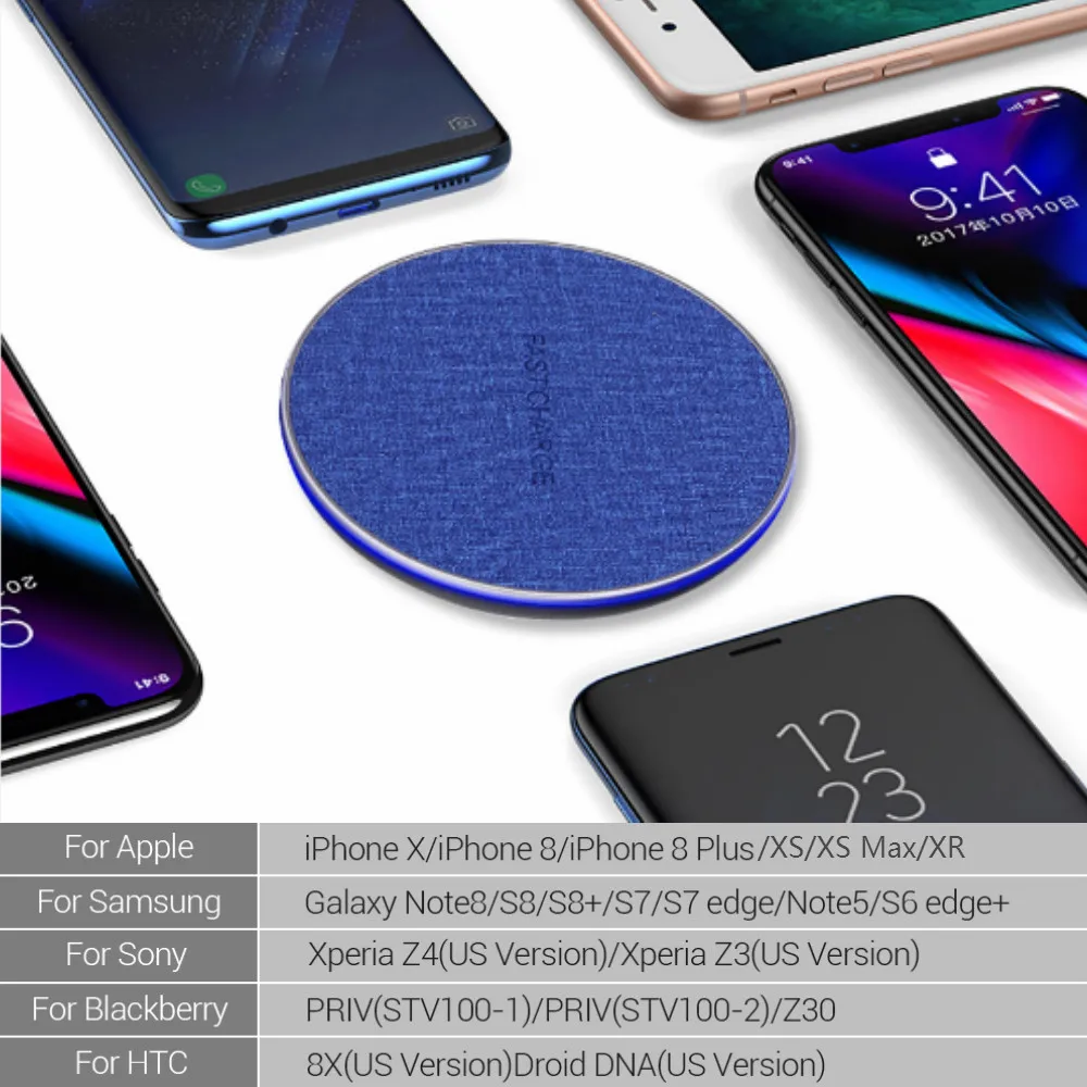 Беспроводное зарядное устройство 10 Вт Usb быстрая зарядка Pad для iphone 8 Plus X XR XS Max