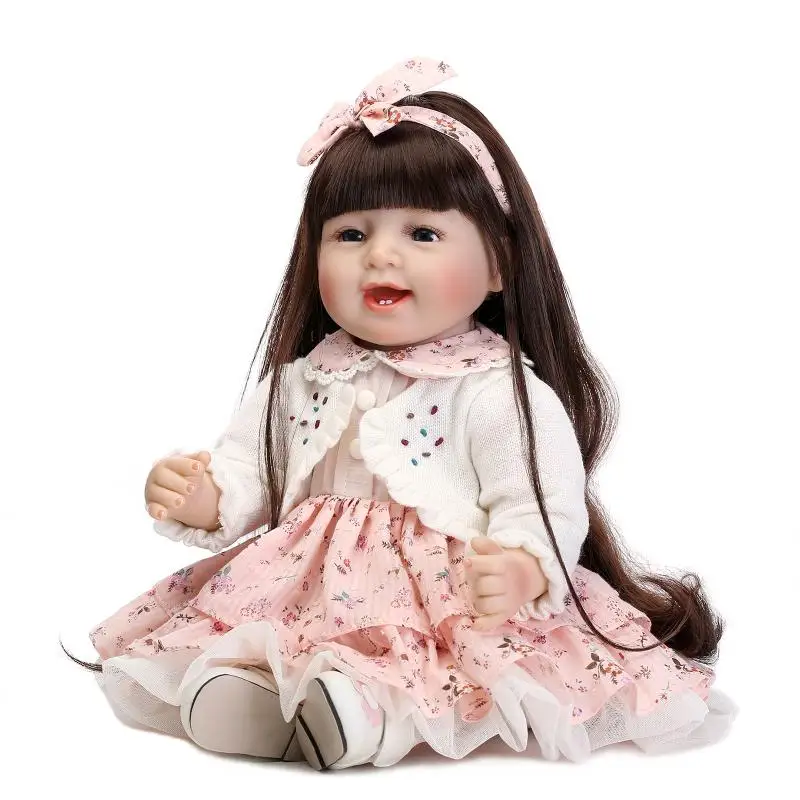 Модные куклы для девочек 22 дюйма NPK силиконовые новорожденных тканевые тела