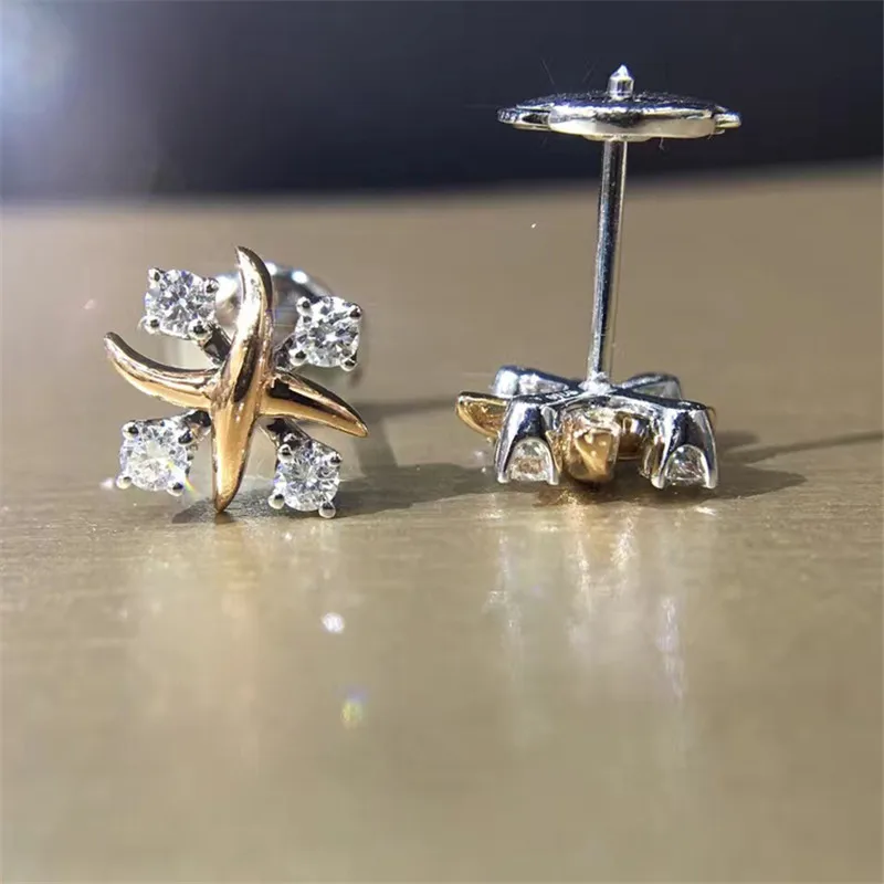 LASAMERO 0.26CTW Кластерные серьги 18K Белый Золотой цветок гвоздики с натуральным