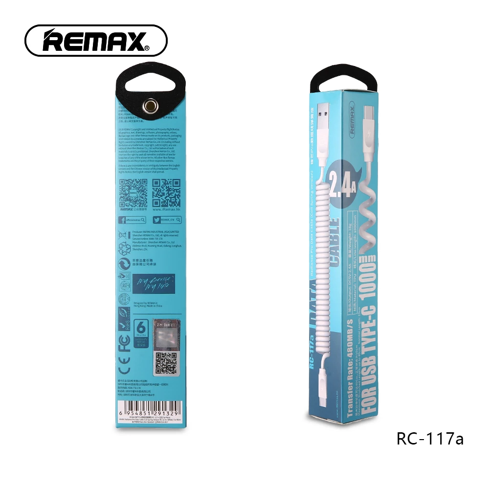 Выдвижной пружинный usb кабель Remax типа c 2 4 А для быстрой зарядки Xiaomi Mi 5 USB C кабели