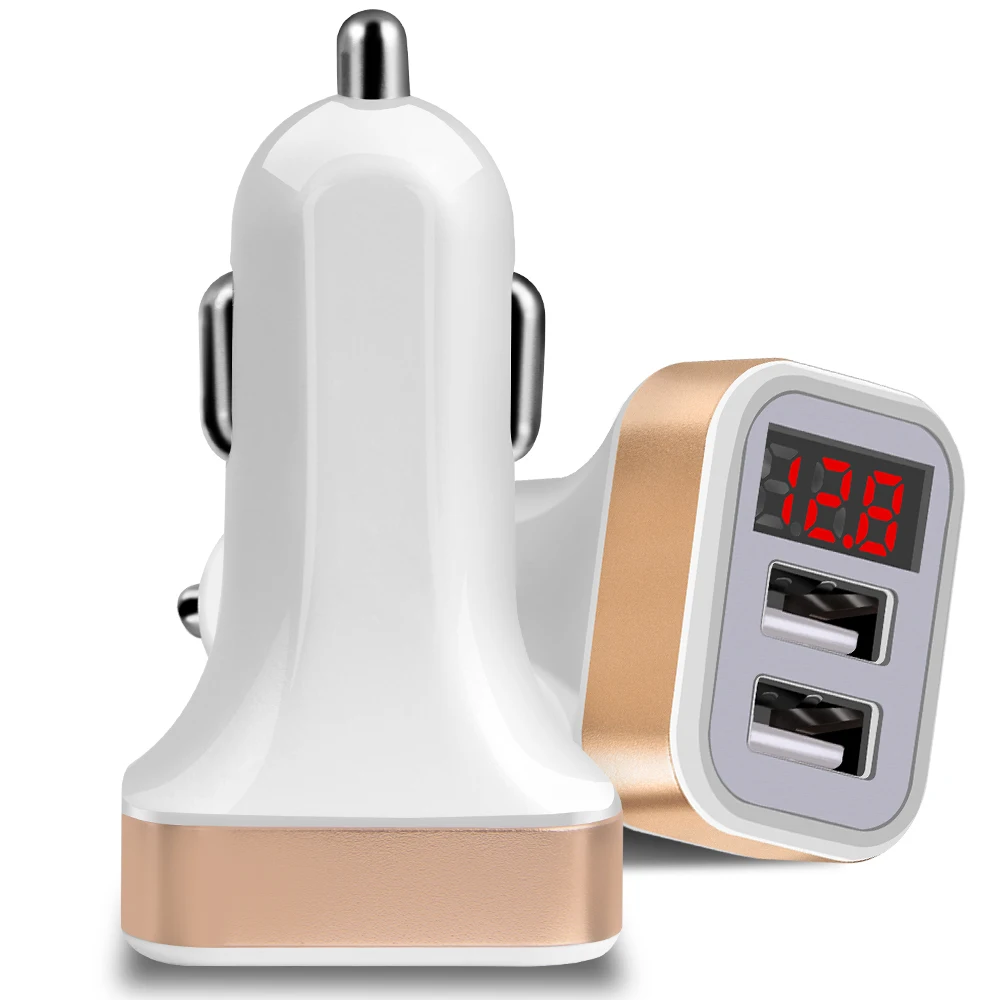 Автомобильное зарядное устройство с 2 USB-портами и светодиодным дисплеем 2.1A |