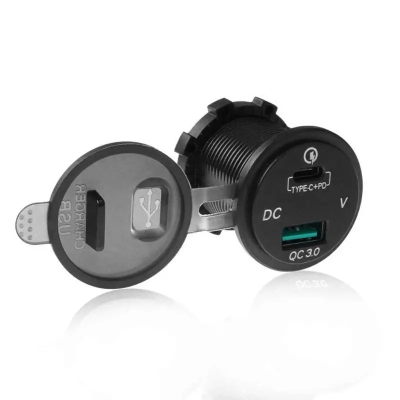 Водонепроницаемое автомобильное зарядное устройство 12 В 24 Тип C PD QC 3 0 USB