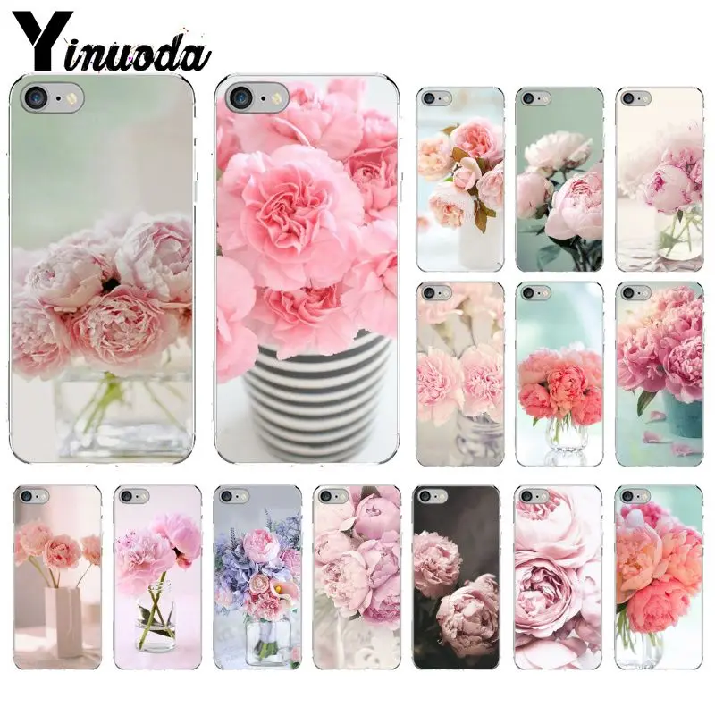 Yinuoda розовый цветок пион на вазе DIY аксессуары для телефона чехол Apple iPhone 8 7 6 6S Plus X