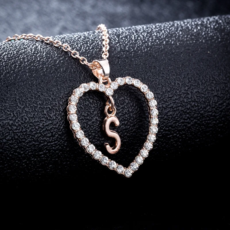 A To Z 26 ожерелье с надписью Love Heart подвеска кристаллами для женщин и мужчин длинная