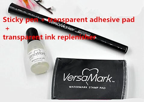 3PCS SET Япония Tsukineko VMS 001002003 пигментная чернильная подушечка, Прозрачный водяной знак, маркер, ручка, порошок для тиснения, отпечатанные чернила, ручка - Цвет: 3PCS SET