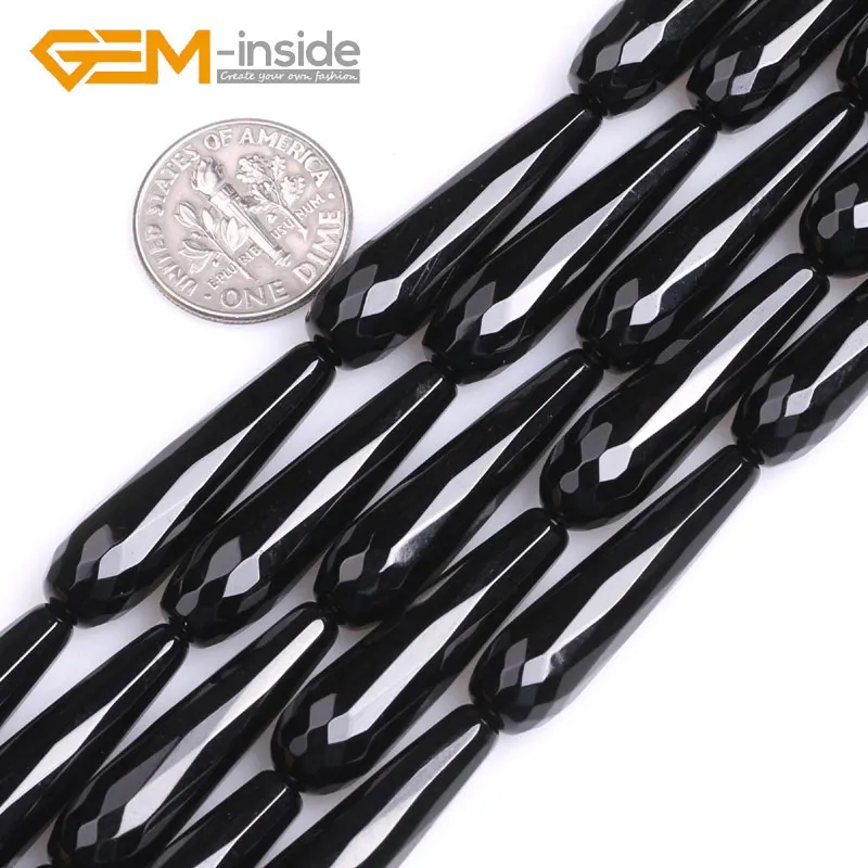 8x30mm Многоразмерные натуральные черные ограненные Агаты каплевидные бусины для изготовления ювелирных изделий 1" драгоценный камень внутри высокое качество - Цвет: 8x30mm