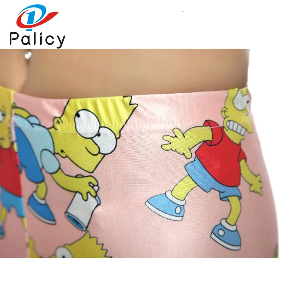 Palicy Sexy Colorful Thin Fashion 3D Print Leggings Cartoon Pink Women High Waist Breathable Trouser Slim Pants