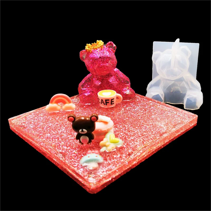 Qiaoqiao diy 3D силиконовая форма «Медведь» diy Геометрическая Стерео Медведь Форма зеркальная силиконовая форма украшение орнамент форма