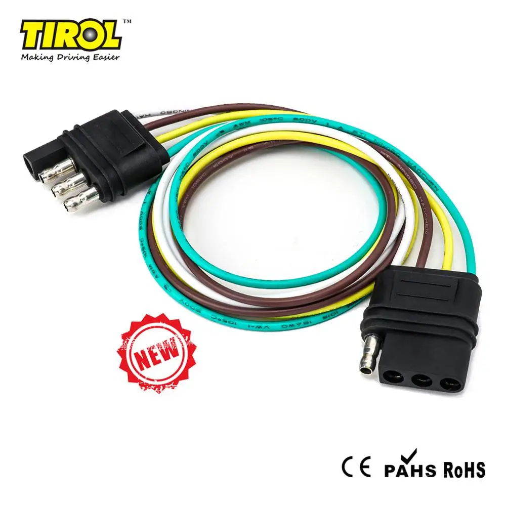 Tirol 4 контактный Плоский прицеп Кабельная вилка для прицепа 4*18 AWG проводной