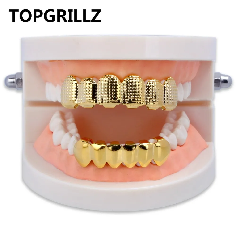 TOPGRILLZ Новое поступление золотистый и серебристый цвет хип хоп рок гриль для зубов