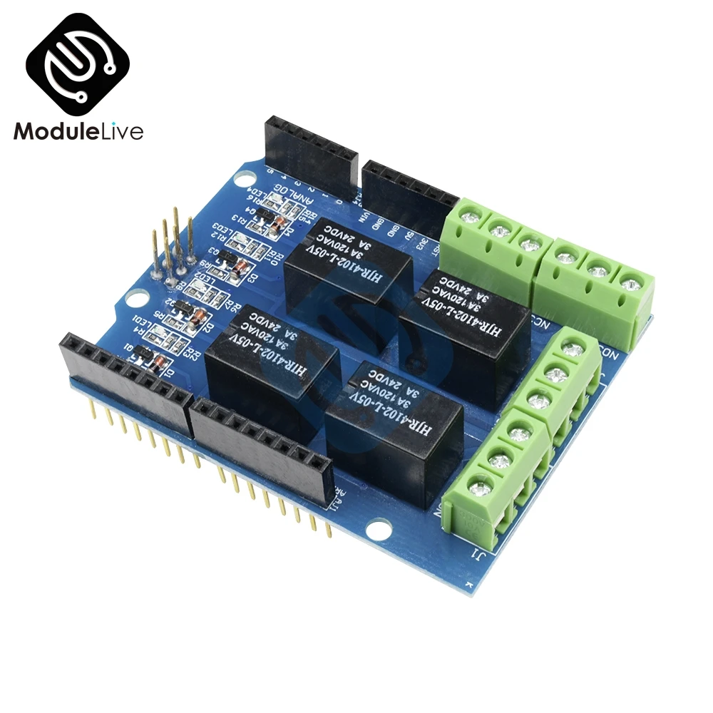 Релейный экран 5 В 4 канальный модуль для управления сигналом Arduino плата