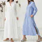 Женское платье-туника kangcoold, длинное Хлопковое платье-рубашка оверсайз с длинным рукавом, 2018jul20