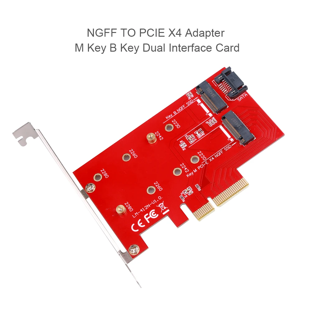 PCIe к M.2 NVMe SSD NGFF Riser Card M Key B SATA порт адаптер расширения NVME расширенный двойной