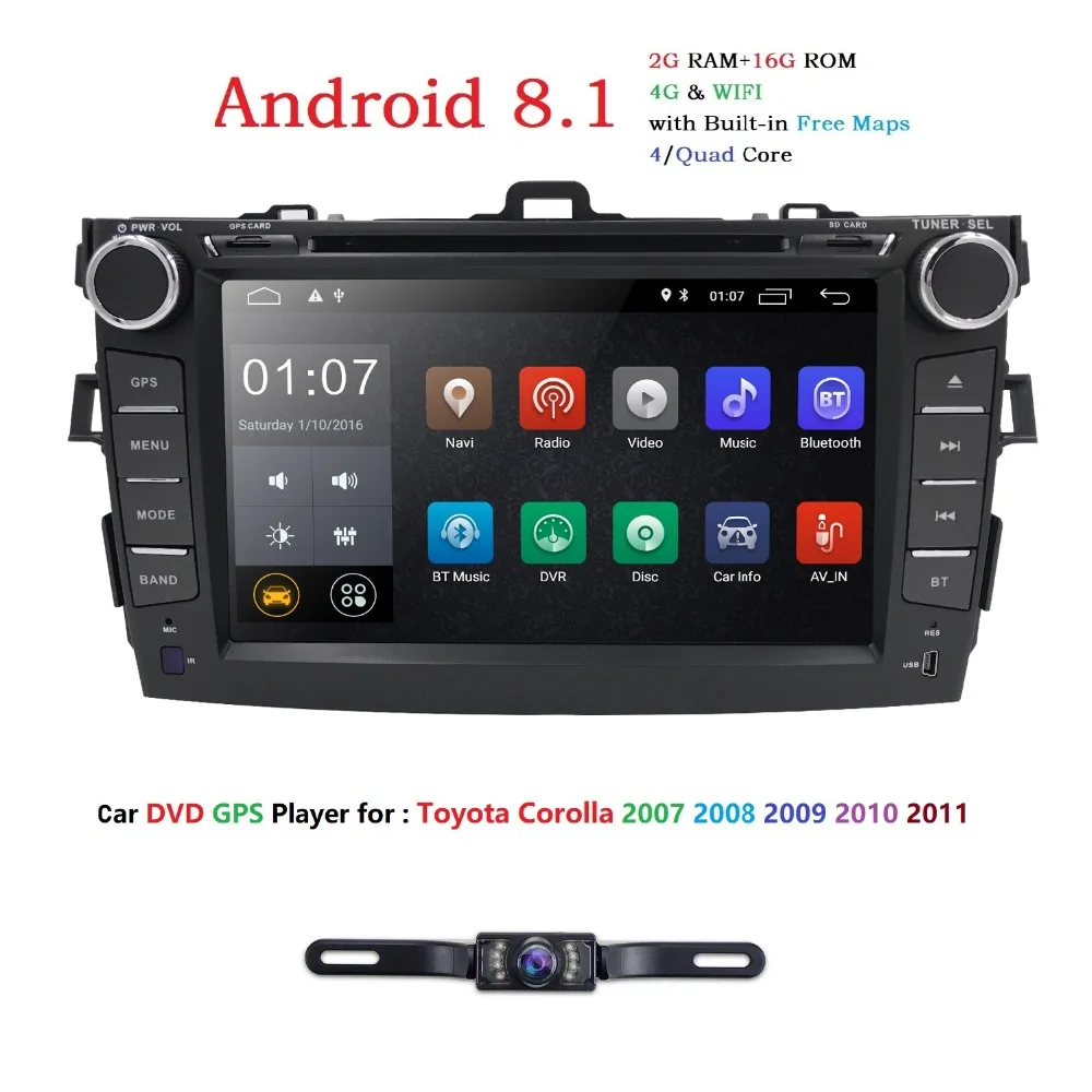 Hizpo Android 8 1 автомобильный Радио плеер для Toyota Corolla 2007 2008 2009 2010 2011 Автомобильный DVD gps