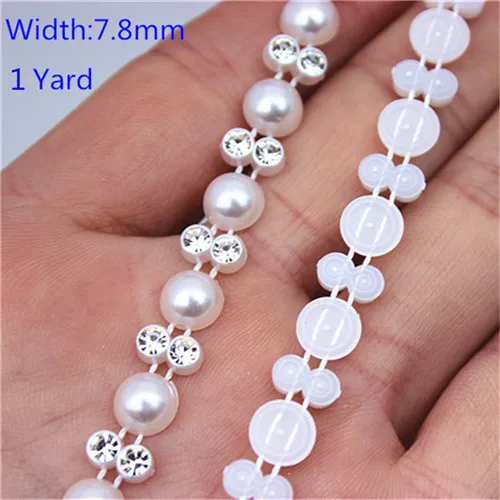 7.8mm 1Yard Cong Shao, 1 ярд/сумка, многоразмерные стразы, цепочка с жемчугом, цепочка с кристаллами, пришивная отделка, сделай сам, свадебное платье, украшение для дома, вечерние, WCAA1 - Цвет: 7.8mm 1Yard