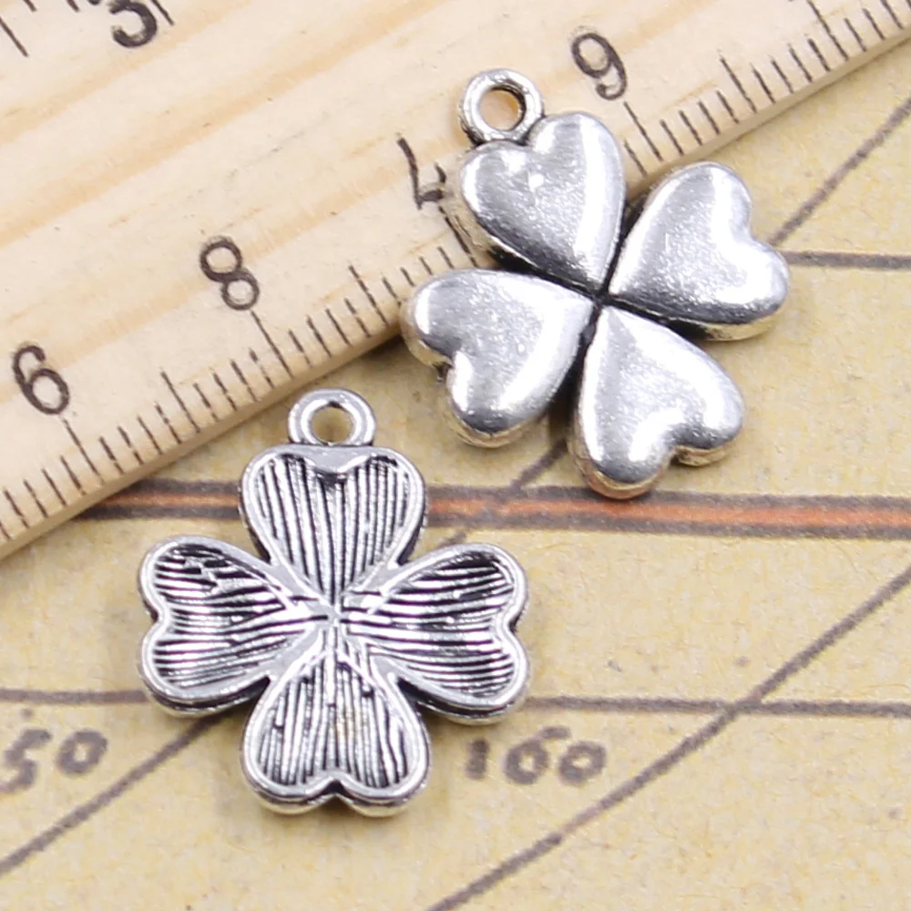 12 шт амулеты Lucky Irish четырехлистный клевер 21x18 мм античные серебряные цветные