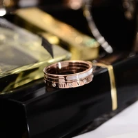 yun ruo 2018 roman numeral shell inlay ring rose gold color fashion titanium steel jewelry birthday gift woman not fade weeding