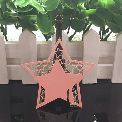 Pink 10 цветов 50 шт. звезда лазерная резка, настольный знак вина стекло бумажная карточка с именем и местом Свадьба День рождения детский душ вечерние принадлежности - Цвет: Pink