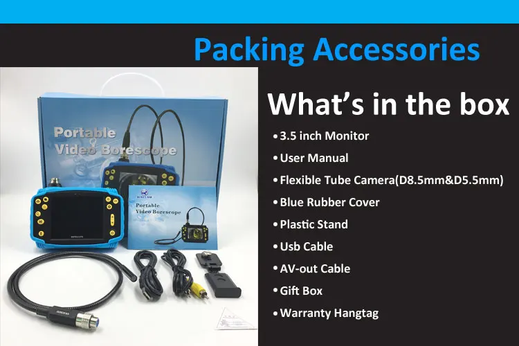 5.5/8.5 MM Original Industrial Endoscope Inspecting Automotive Monitor Borescope Vehicle Diagnostic Tool With 6 Adjustable Light